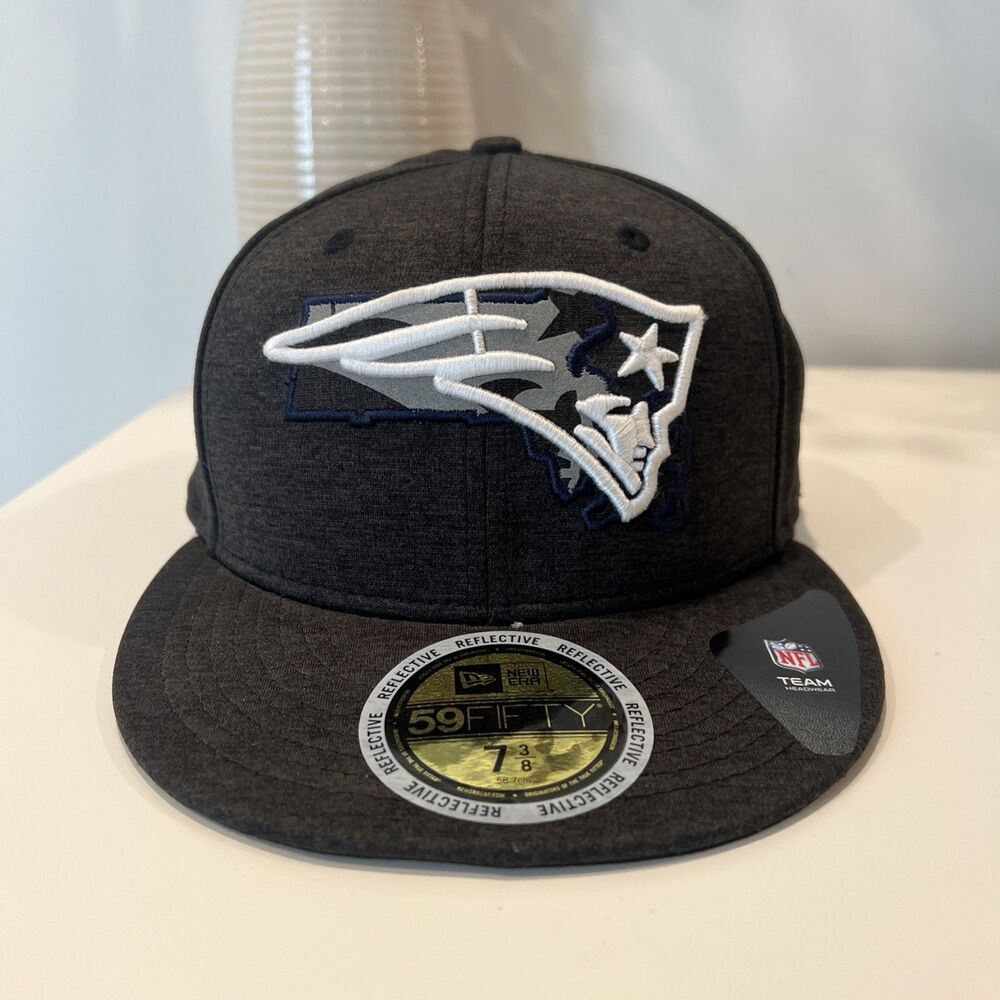 New England Patriots New Era 59FIFTY fitted NFL cap hat Heather black 7 3/8